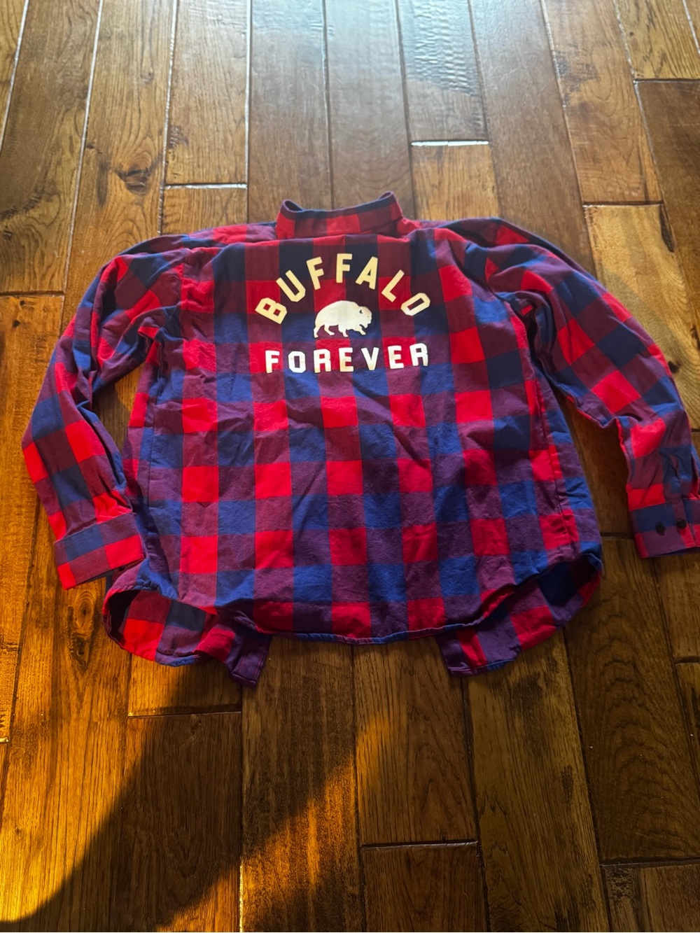 Buffalo Forever, Buffalo Bills women’s plaid button up